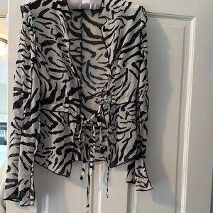 Zebra Print Tie-Front Blouse